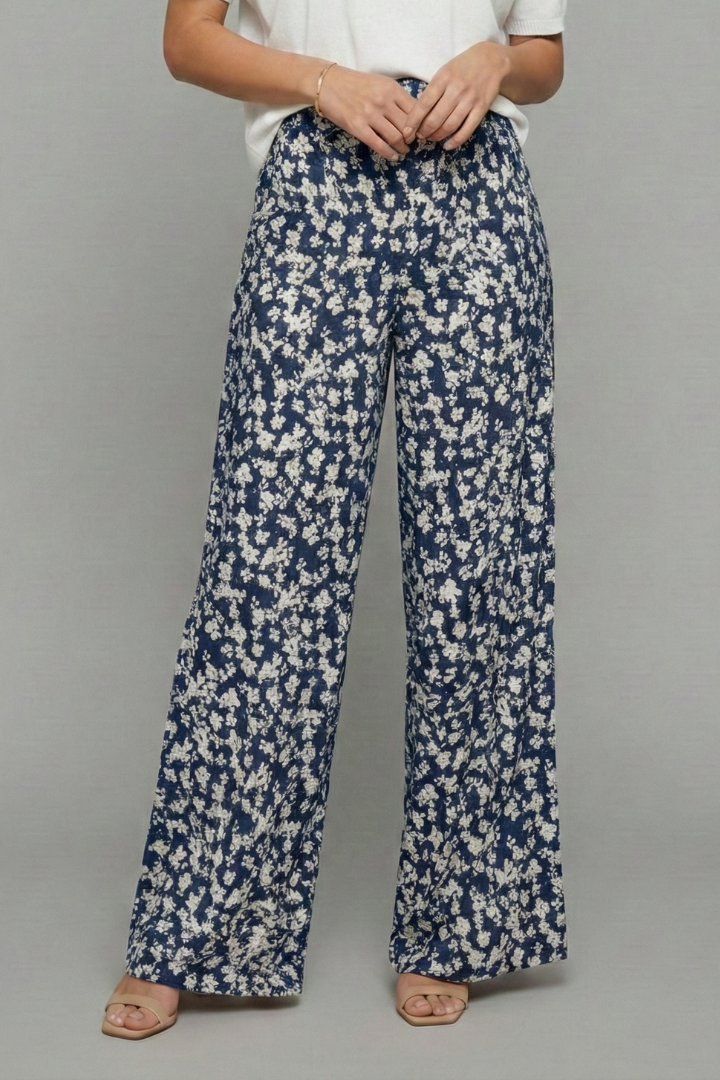 Bella | Vrouwen Casual Palazzo Broeken met Bloemenprint en Brede Benen