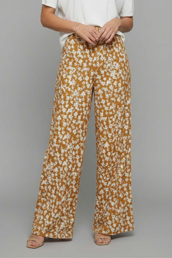 Bella | Vrouwen Casual Palazzo Broeken met Bloemenprint en Brede Benen