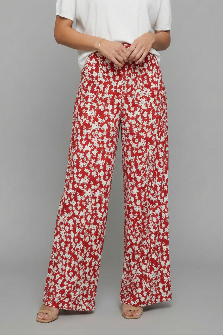 Bella | Vrouwen Casual Palazzo Broeken met Bloemenprint en Brede Benen