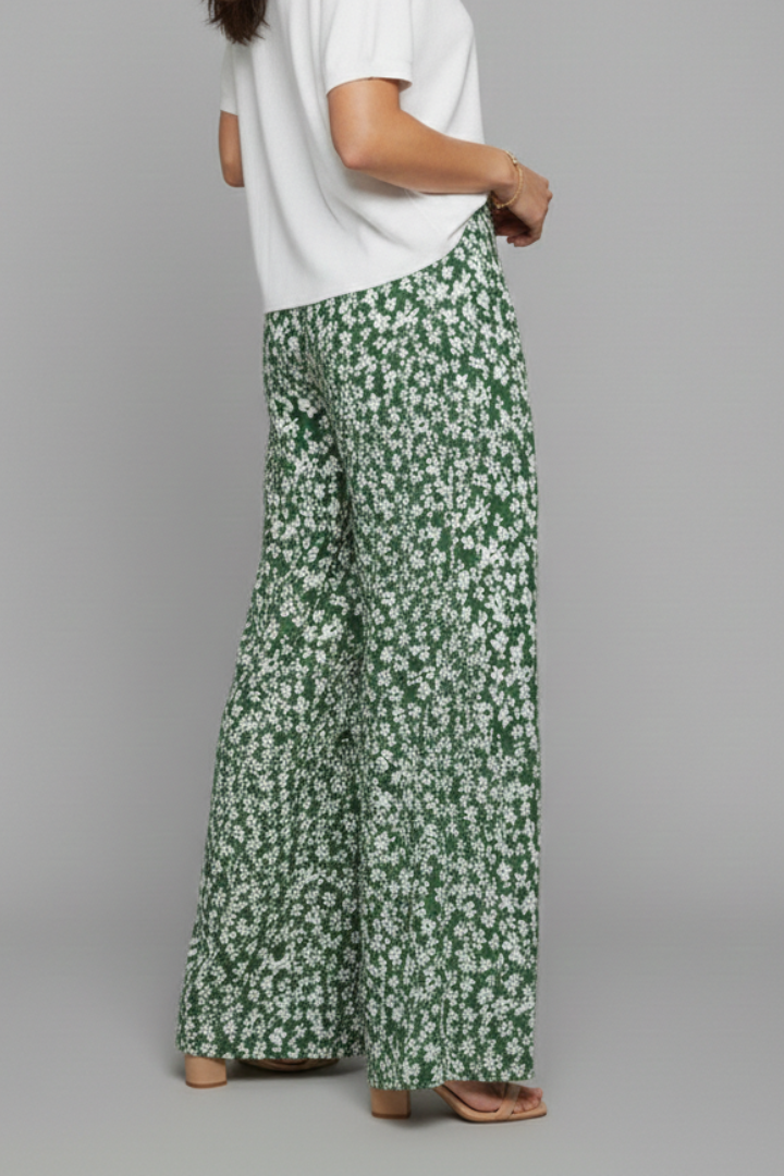 Bella | Vrouwen Casual Palazzo Broeken met Bloemenprint en Brede Benen