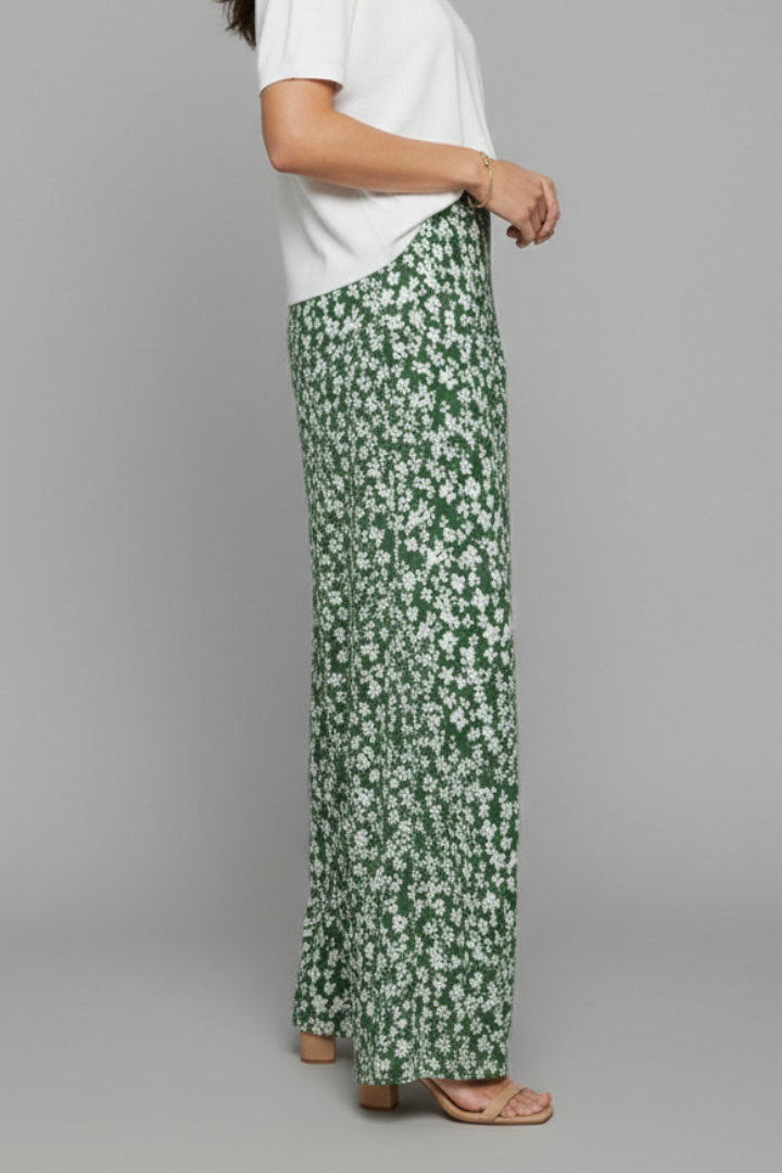 Bella | Vrouwen Casual Palazzo Broeken met Bloemenprint en Brede Benen