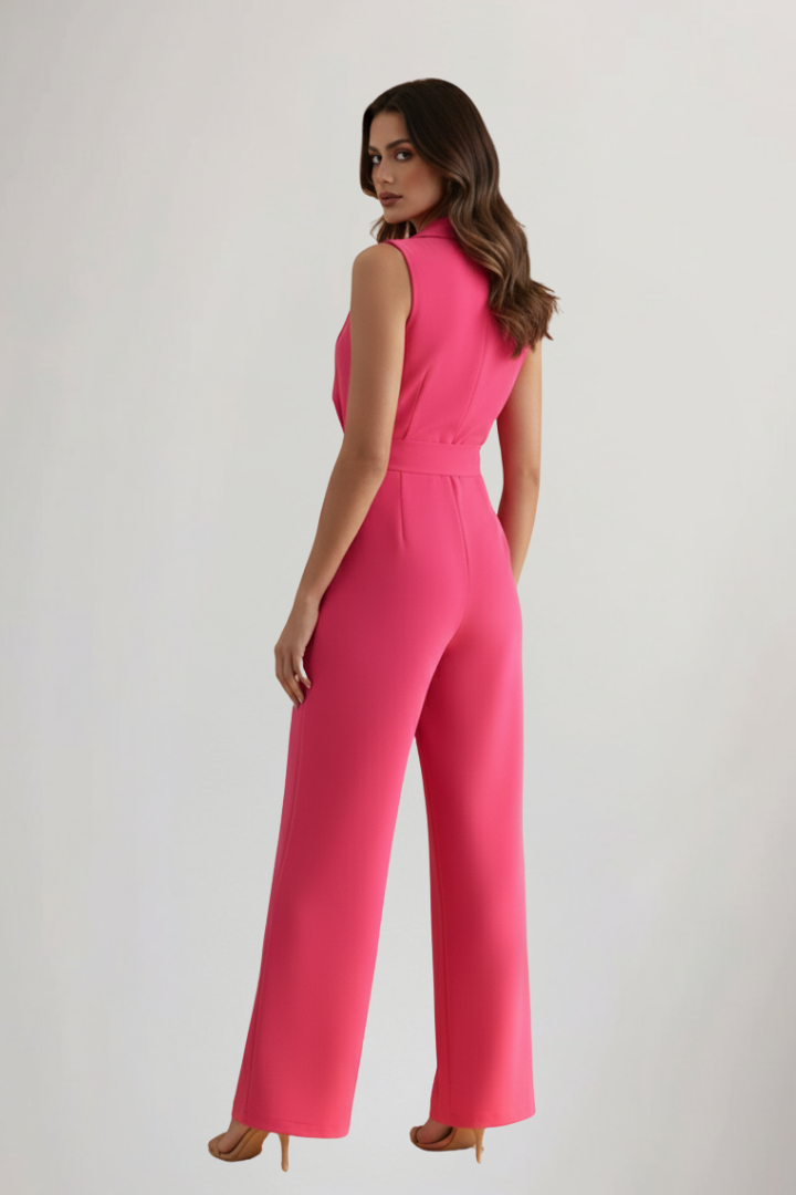Kimberly | Dames V-Hals Mouwloze Tailleband Jumpsuit