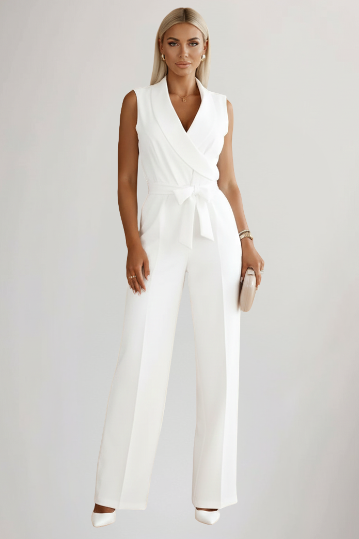 Kimberly | Dames V-Hals Mouwloze Tailleband Jumpsuit