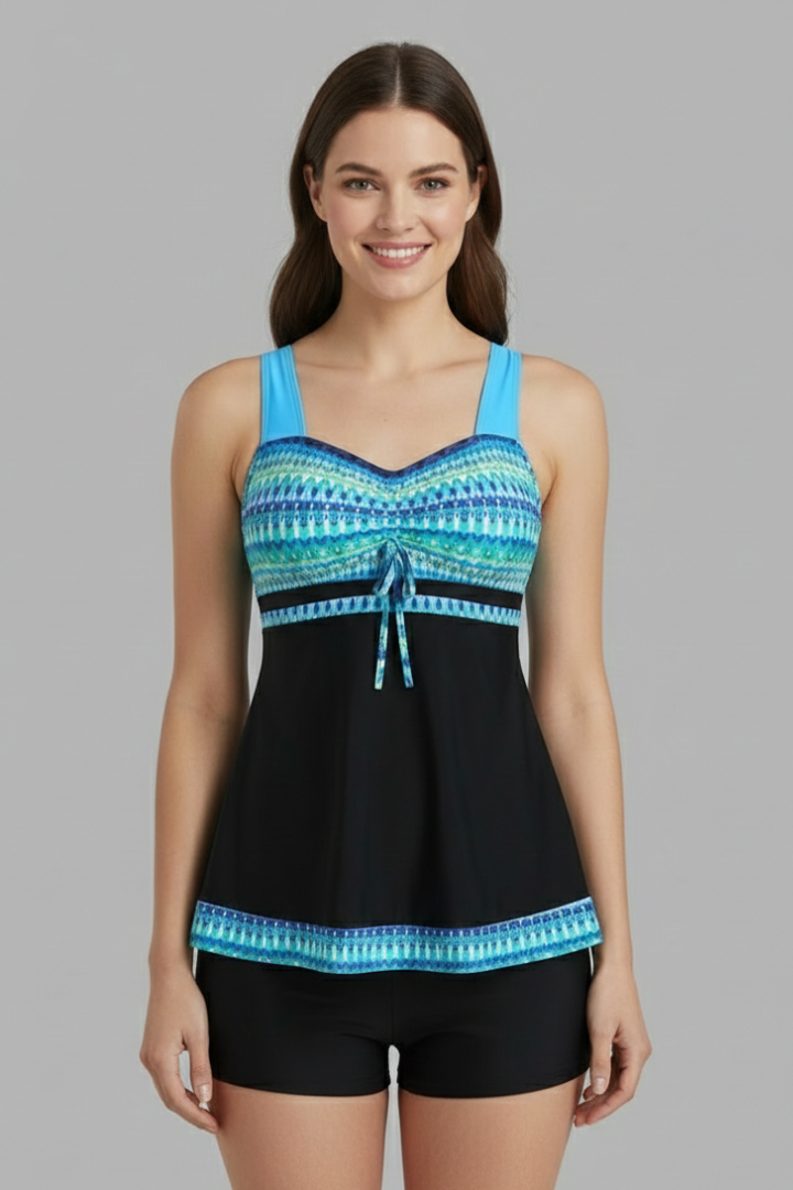 Michelle | Dames Tie Front Tankini Badmode Set