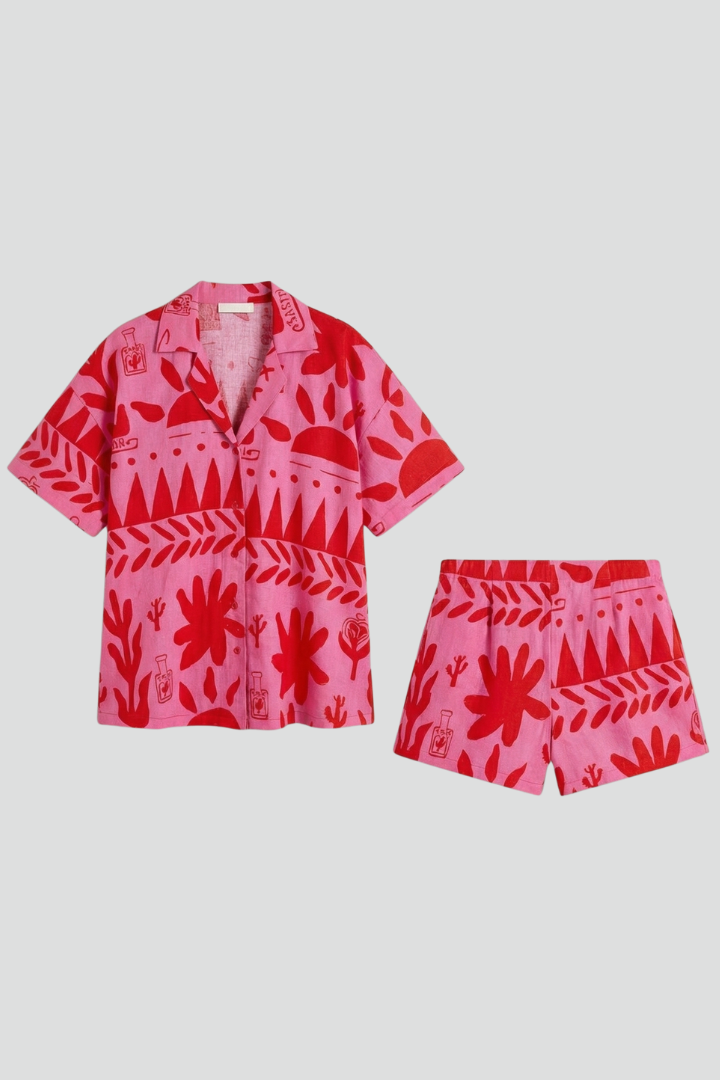Chloe | Dames Twee Delige Set Met Geprinte Shorts