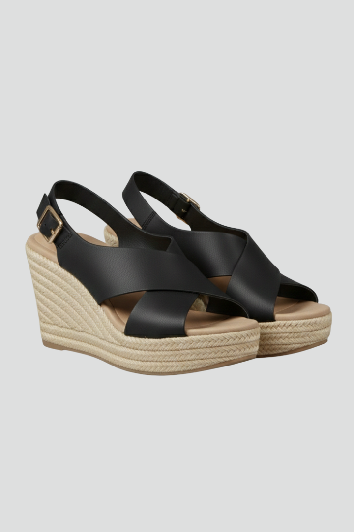 Michelle | Dames Wedge Crossover Slingback Sandalen