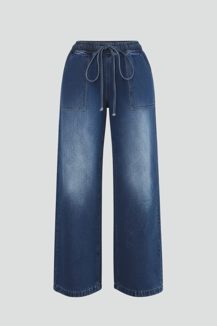 Lauren | Vrouwen Casual Wijde Pantalon met Touwsluiting en Paspockets