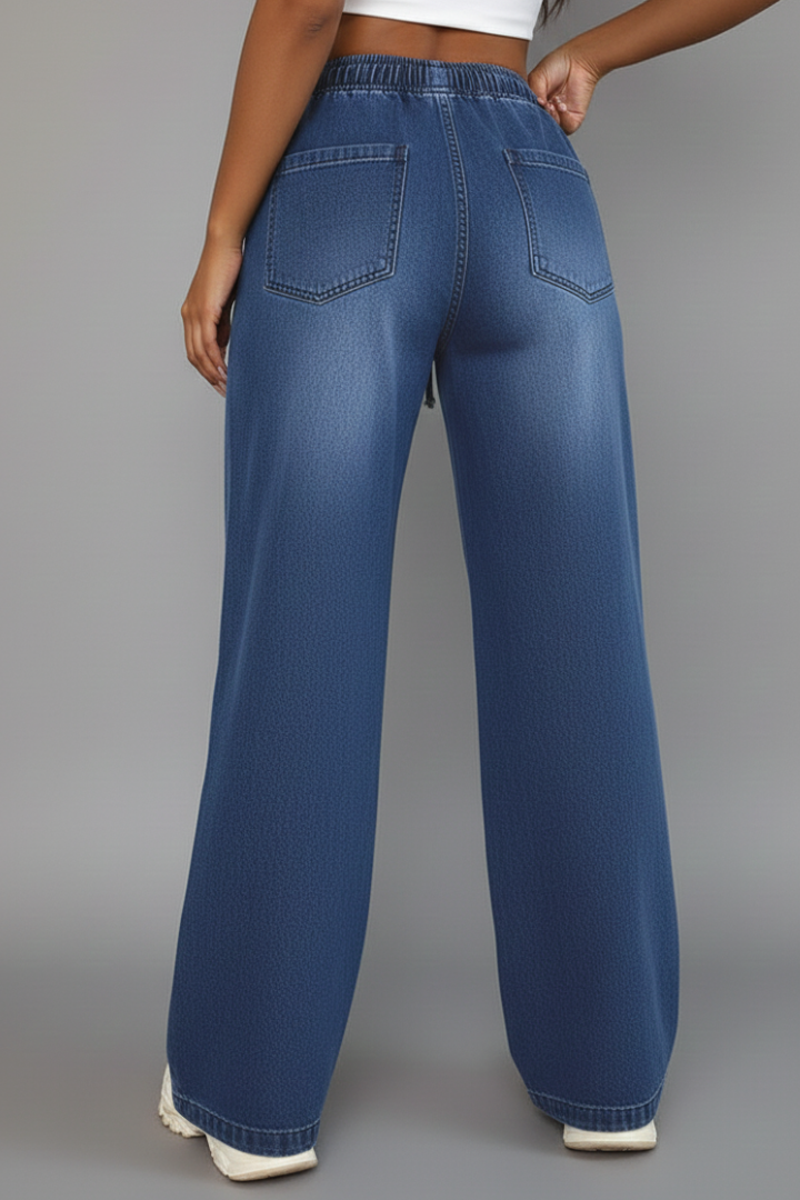 Lauren | Vrouwen Casual Wijde Pantalon met Touwsluiting en Paspockets