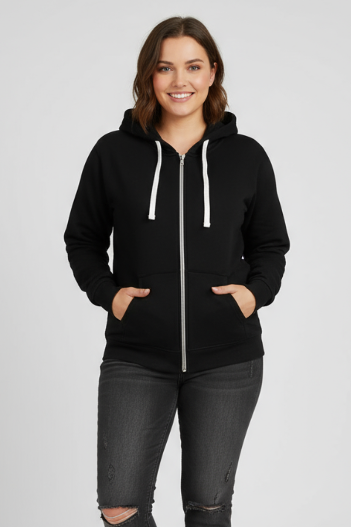 Hailey | Dames Zip Hoodie met Trekkoordcapuchon en Voorzakken
