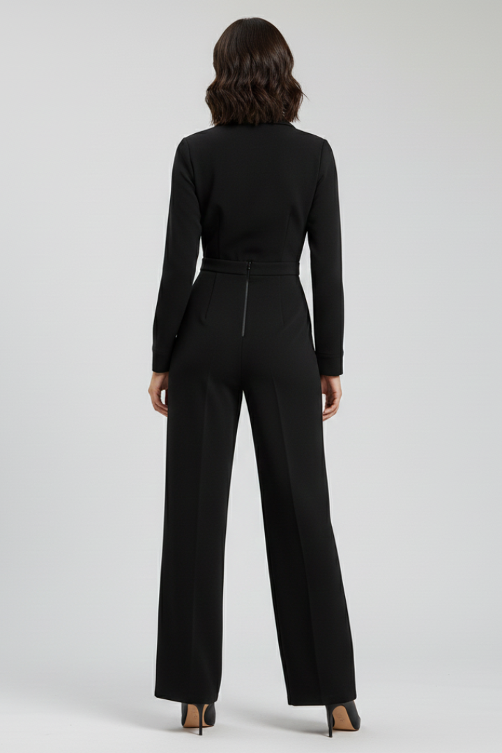 Elizabeth | Dames Collared Wide-Leg Tailored Jumpsuit