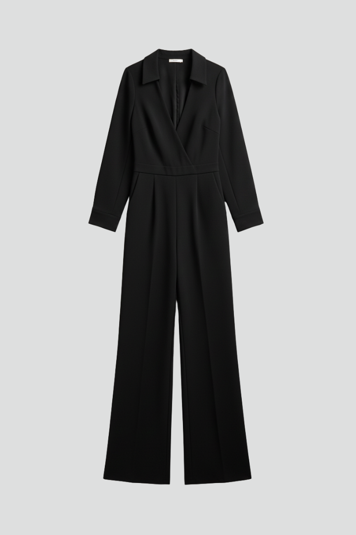 Elizabeth | Dames Collared Wide-Leg Tailored Jumpsuit