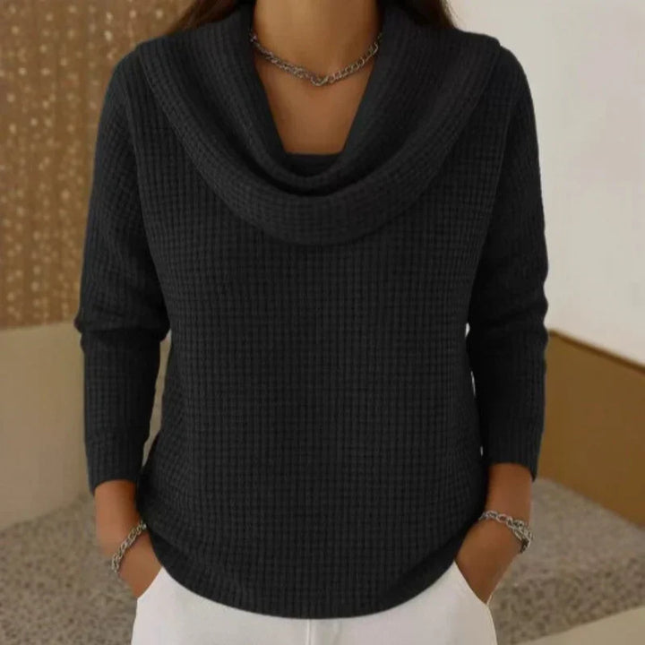 Karen – Warme Waffle Gebreide Trui met Elegante Col