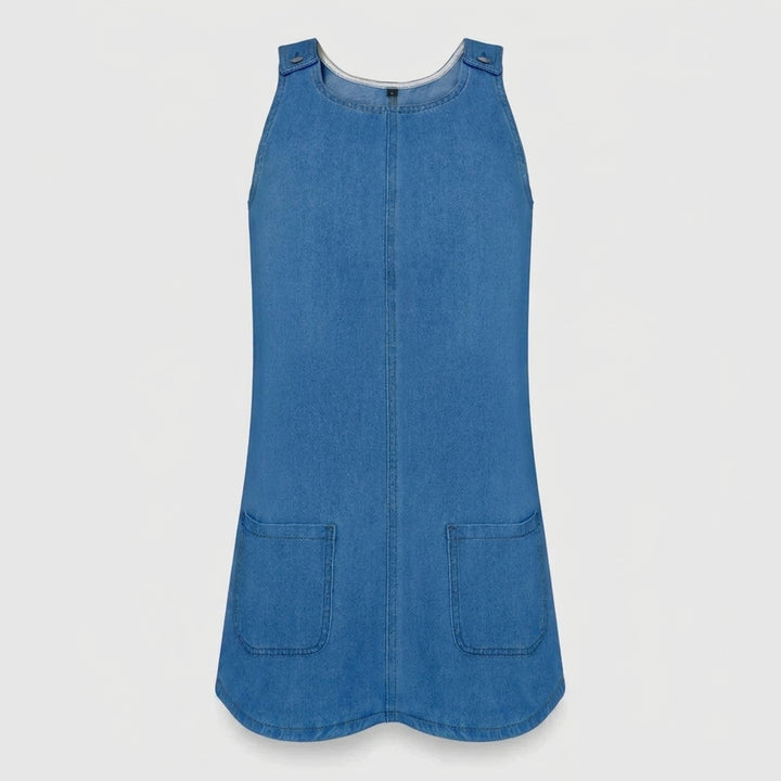 Marieke | Stoere Midi-jurk in Denimlook met Zakken