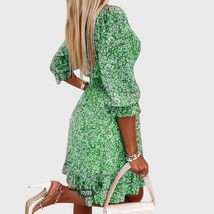 Elisa | Bloemen Puff Mouw Jurk