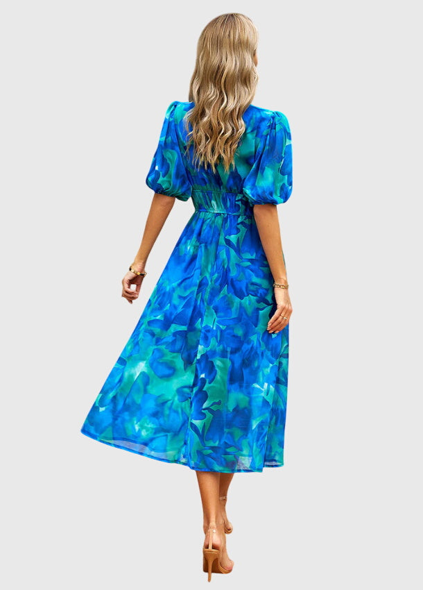 Merlin | Flatterende Bloemen Midi Jurk