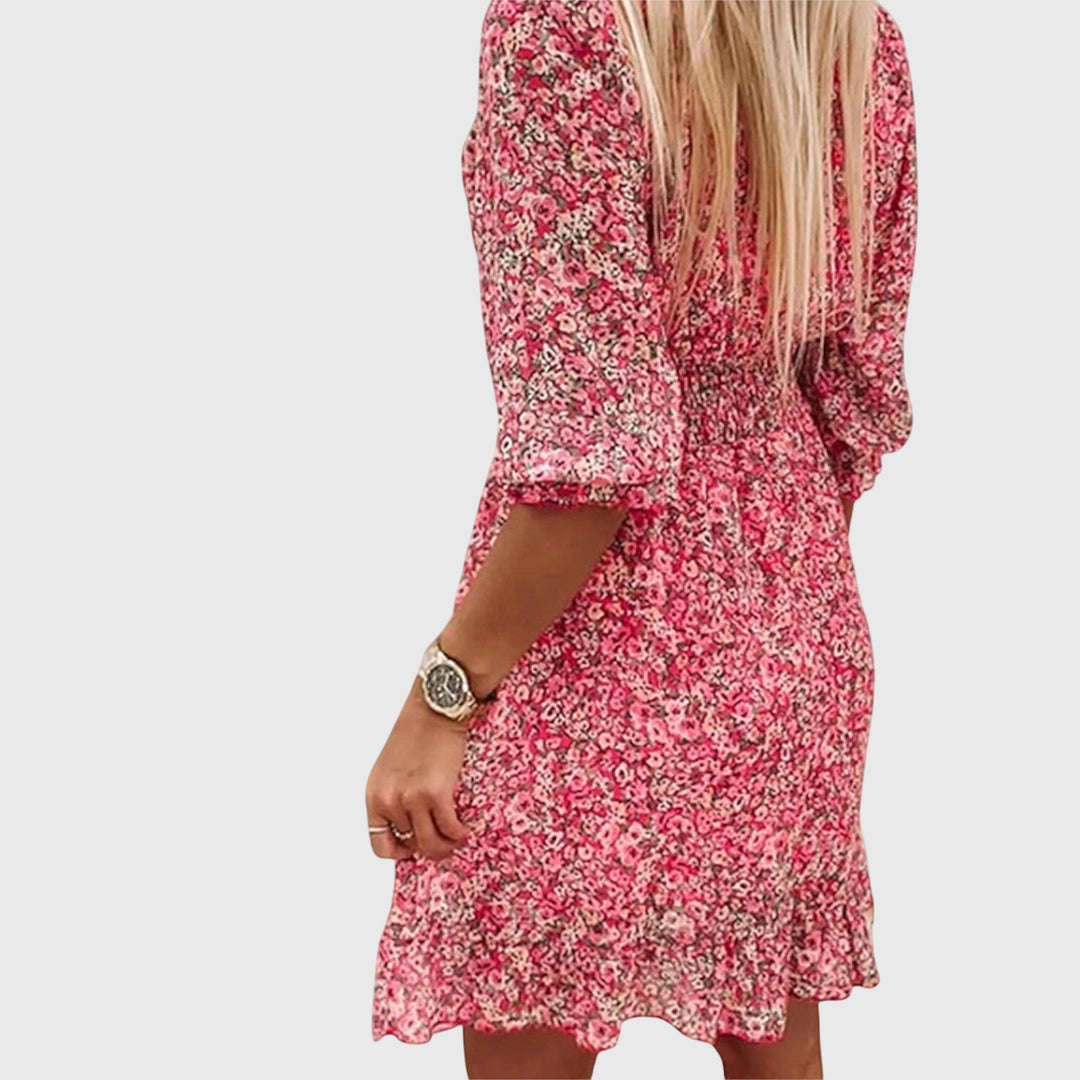 Elisa | Bloemen Puff Mouw Jurk