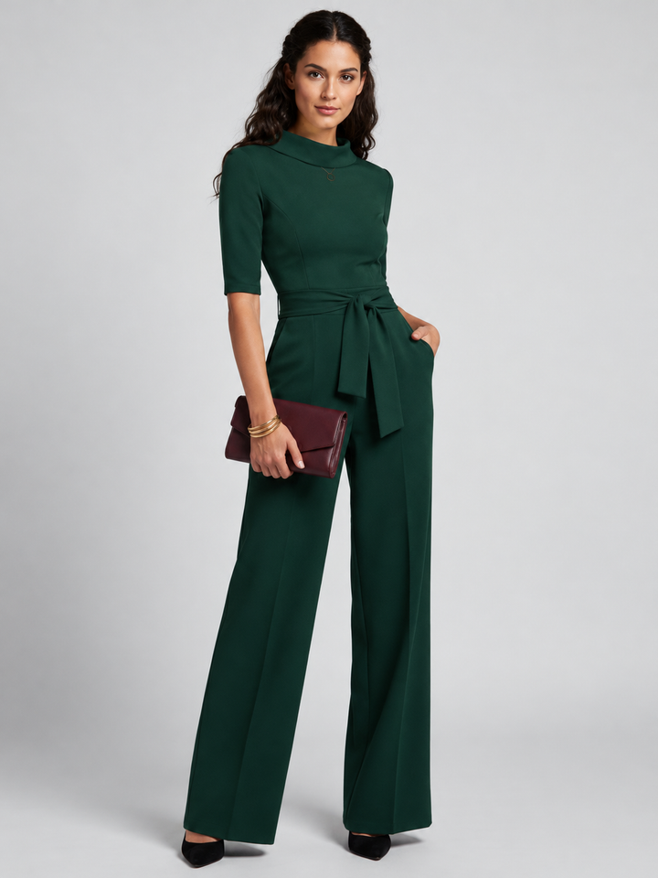Charlotte | Dames Wrap-Front Tailored Wide-Leg Jumpsuit