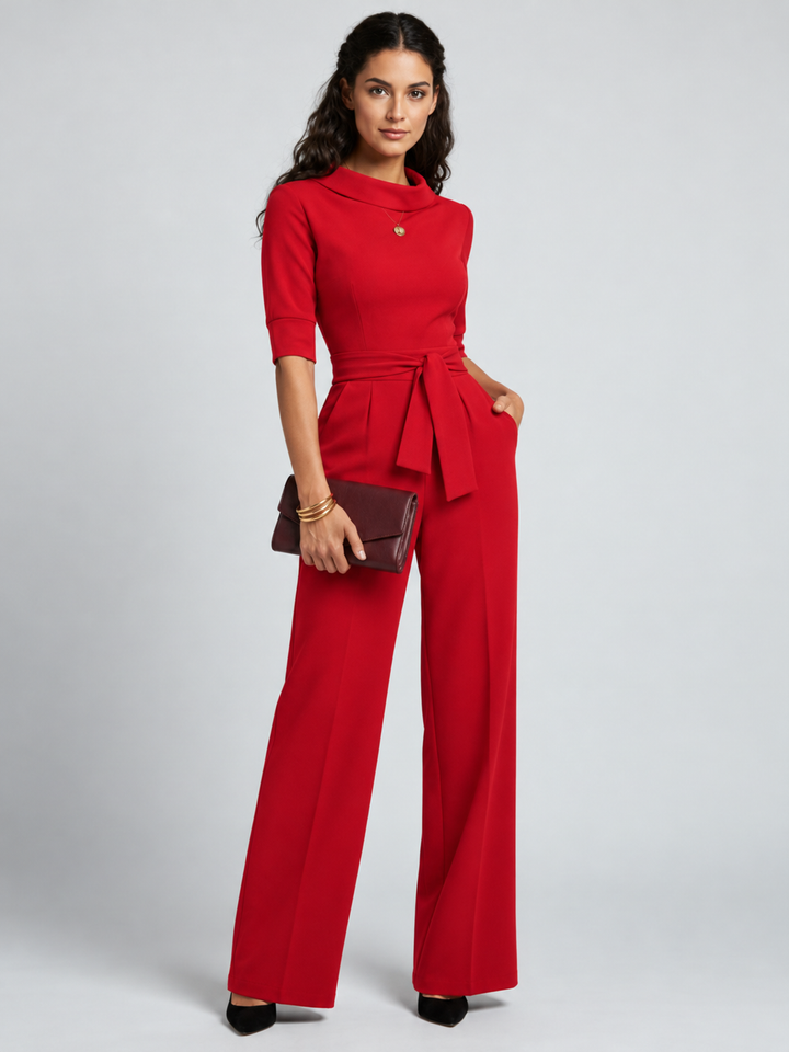 Charlotte | Dames Wrap-Front Tailored Wide-Leg Jumpsuit