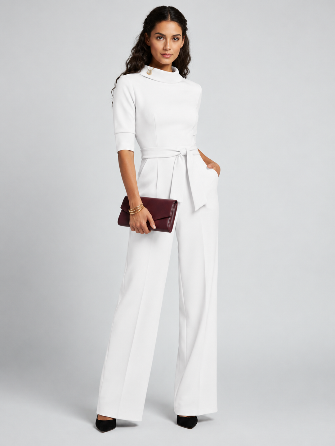 Charlotte | Dames Wrap-Front Tailored Wide-Leg Jumpsuit