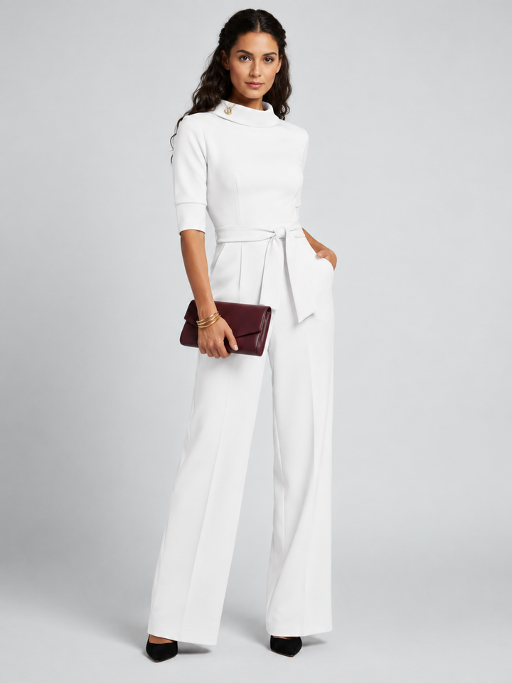 Charlotte | Dames Wrap-Front Tailored Wide-Leg Jumpsuit