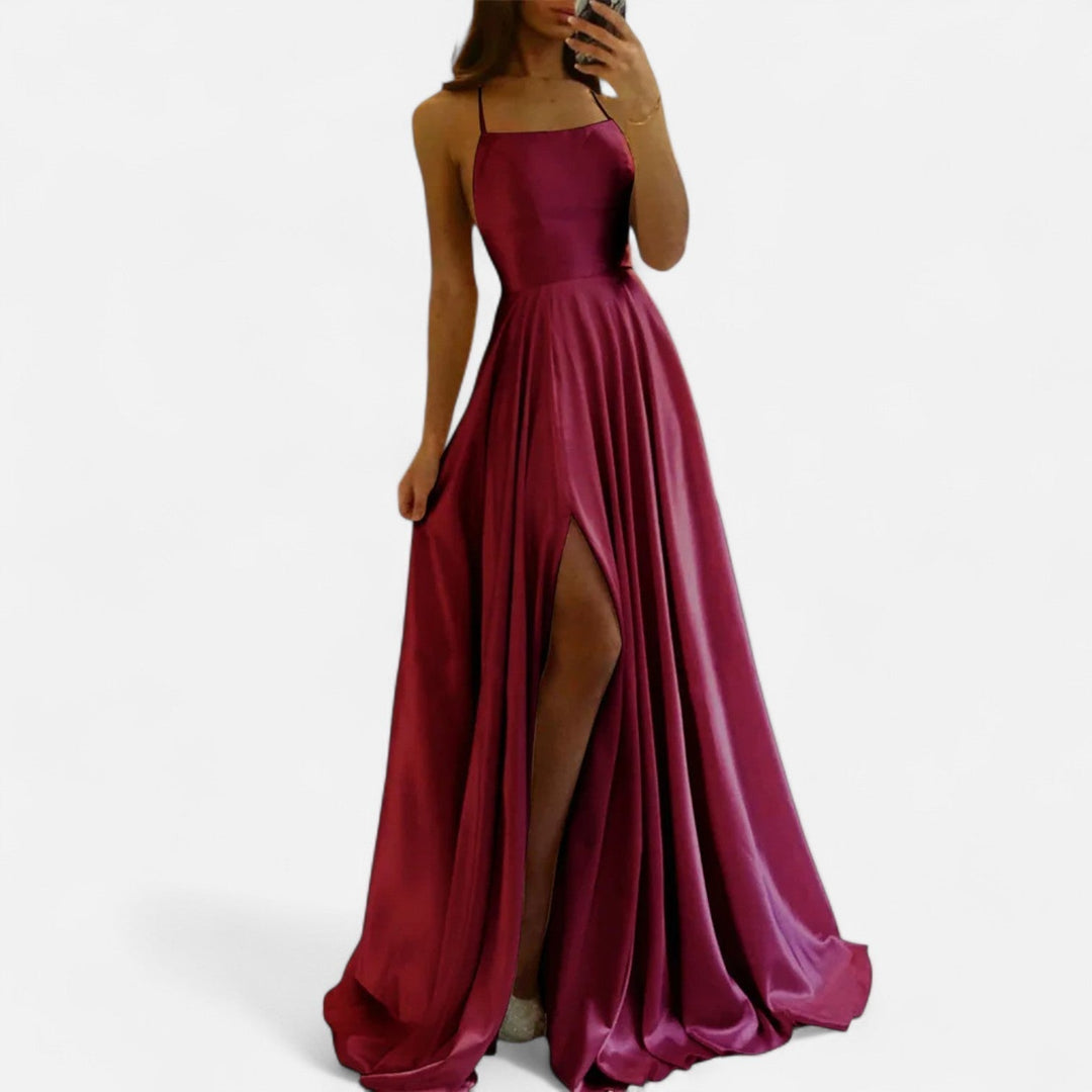 Margaret | Dames Moderne Pas Satin Split Maxi Jurk