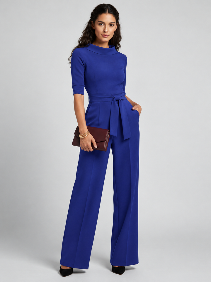 Charlotte | Dames Wrap-Front Tailored Wide-Leg Jumpsuit