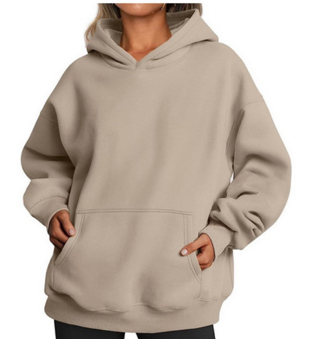 Oversized fleece hoodie met buidelzak