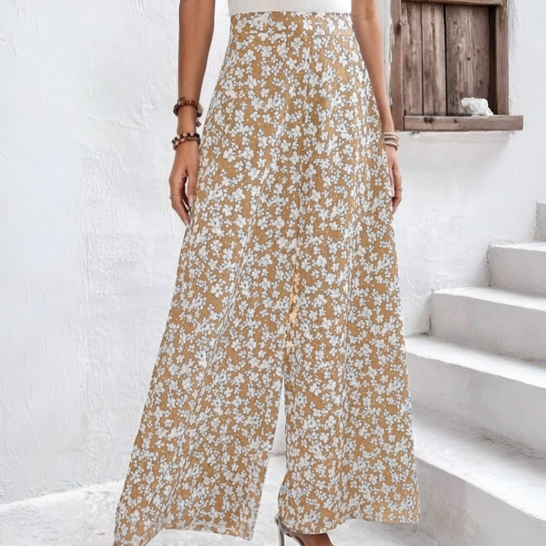 Bella | Vrouwen Casual Palazzo Broeken met Bloemenprint en Brede Benen