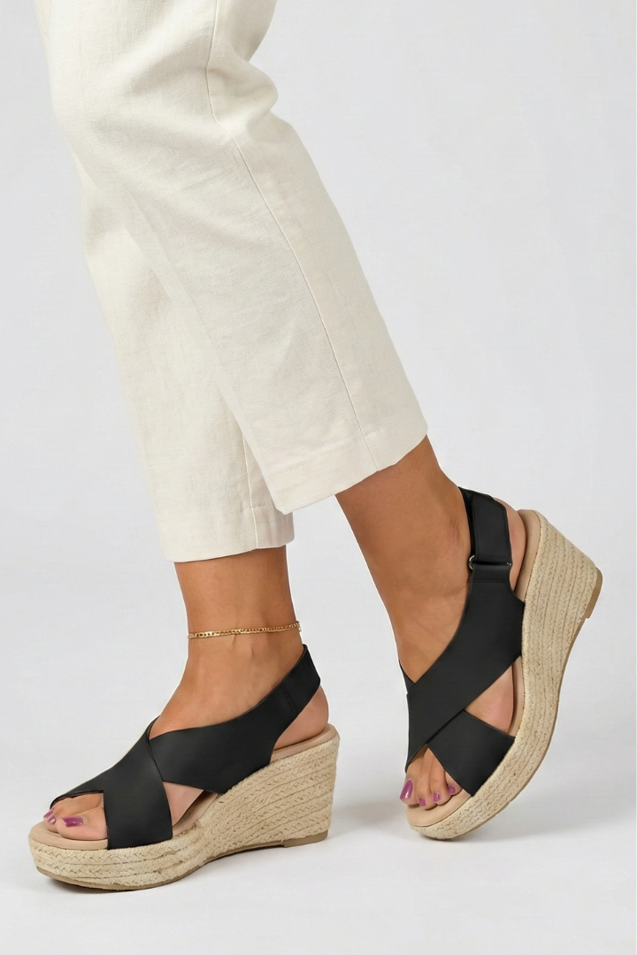 Michelle | Dames Wedge Crossover Slingback Sandalen