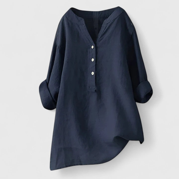 Larienne | Elegante Knop-Voorkant Shirt