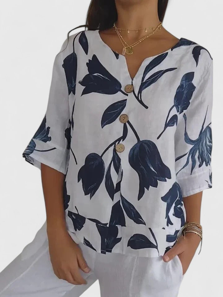 Laura | Comfortabele V-Hals Blouse