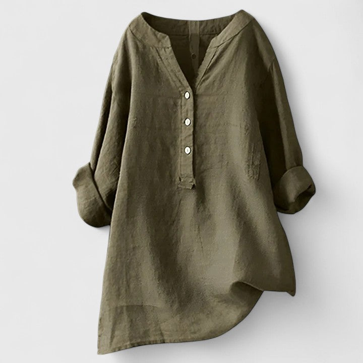 Larienne | Elegante Knop-Voorkant Shirt