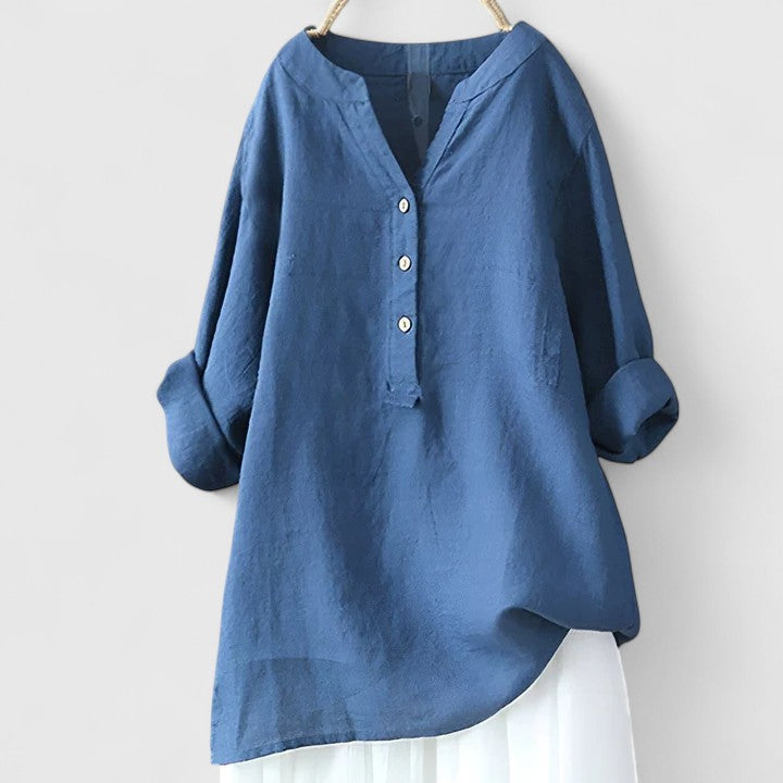 Larienne | Elegante Knop-Voorkant Shirt