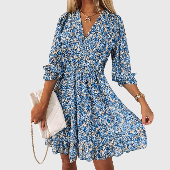 Elisa | Bloemen Puff Mouw Jurk