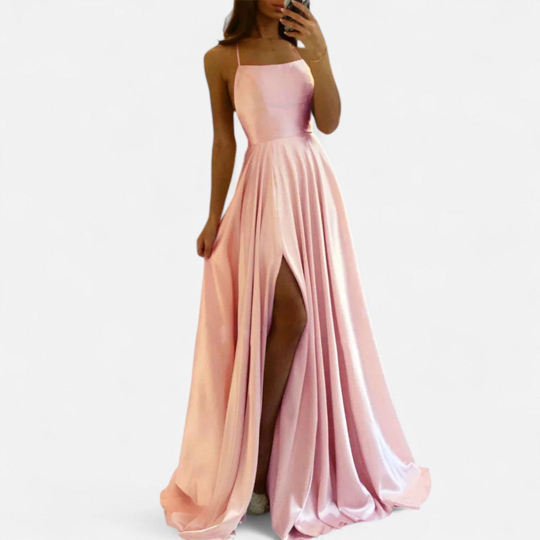 Margaret | Dames Moderne Pas Satin Split Maxi Jurk