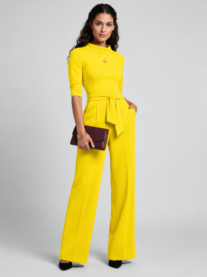 Charlotte | Dames Wrap-Front Tailored Wide-Leg Jumpsuit