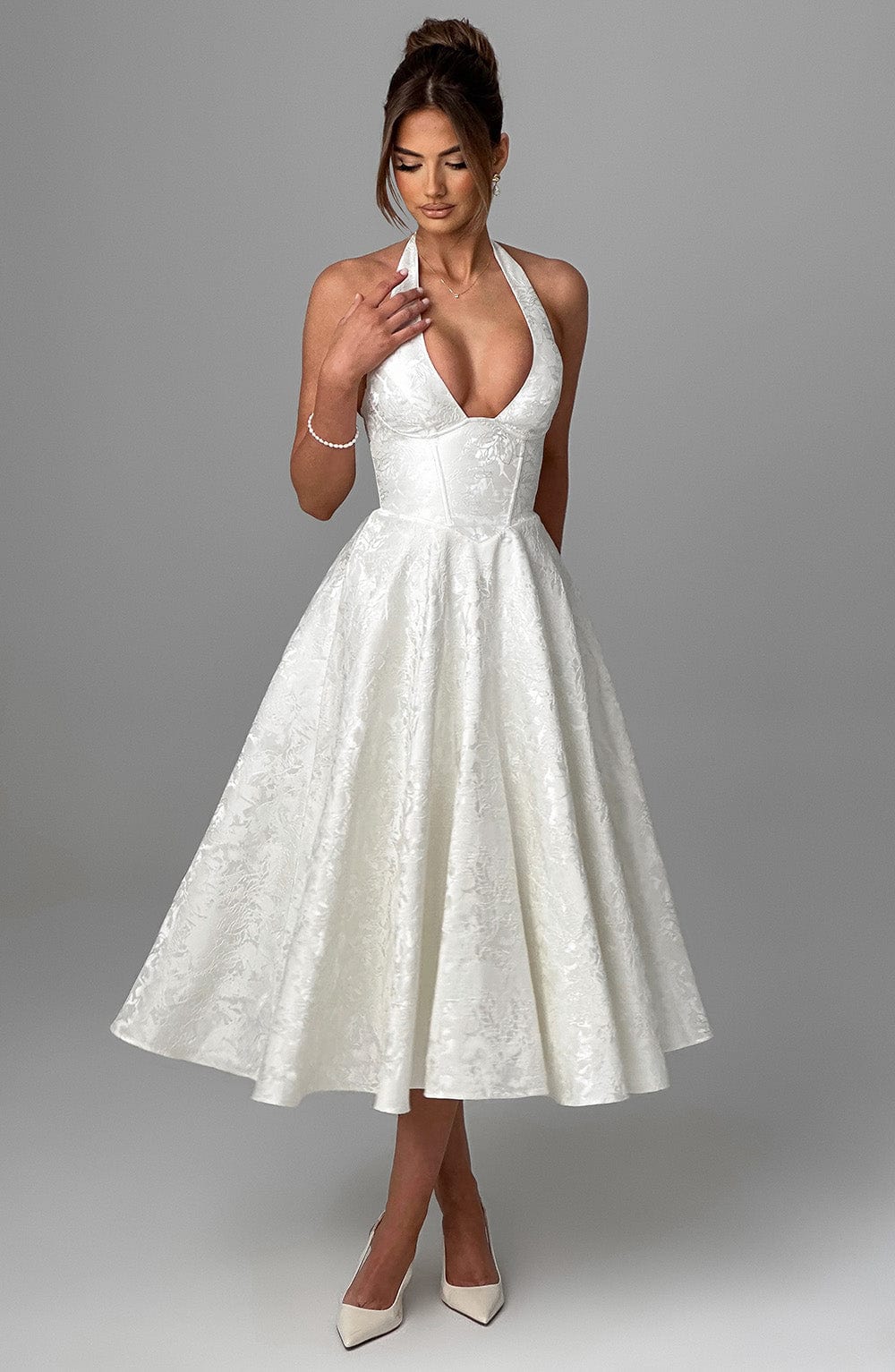 Kimberly | Dames Bruids Gast Jurk Halter Midi Jurk