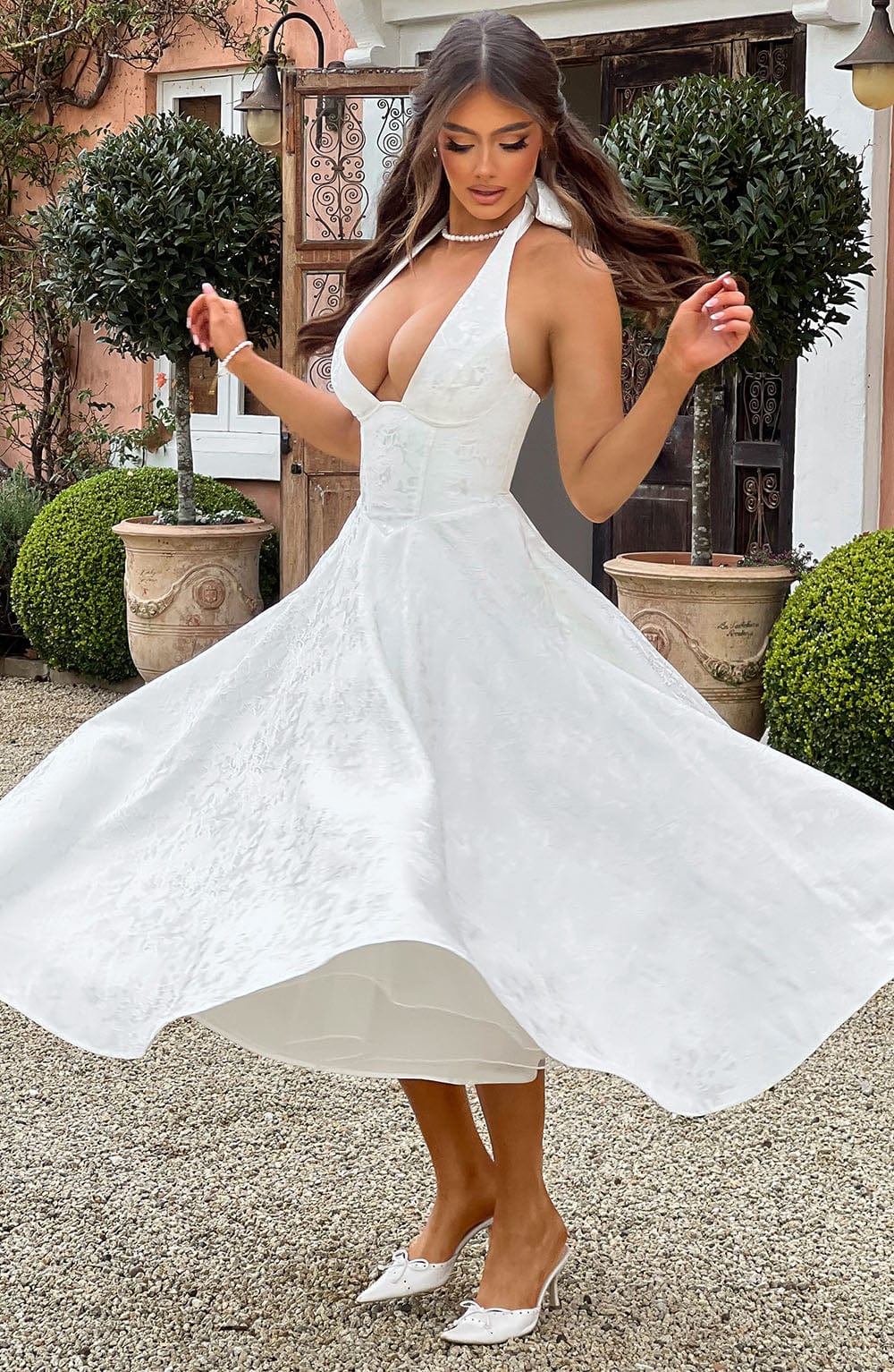 Kimberly | Dames Bruids Gast Jurk Halter Midi Jurk