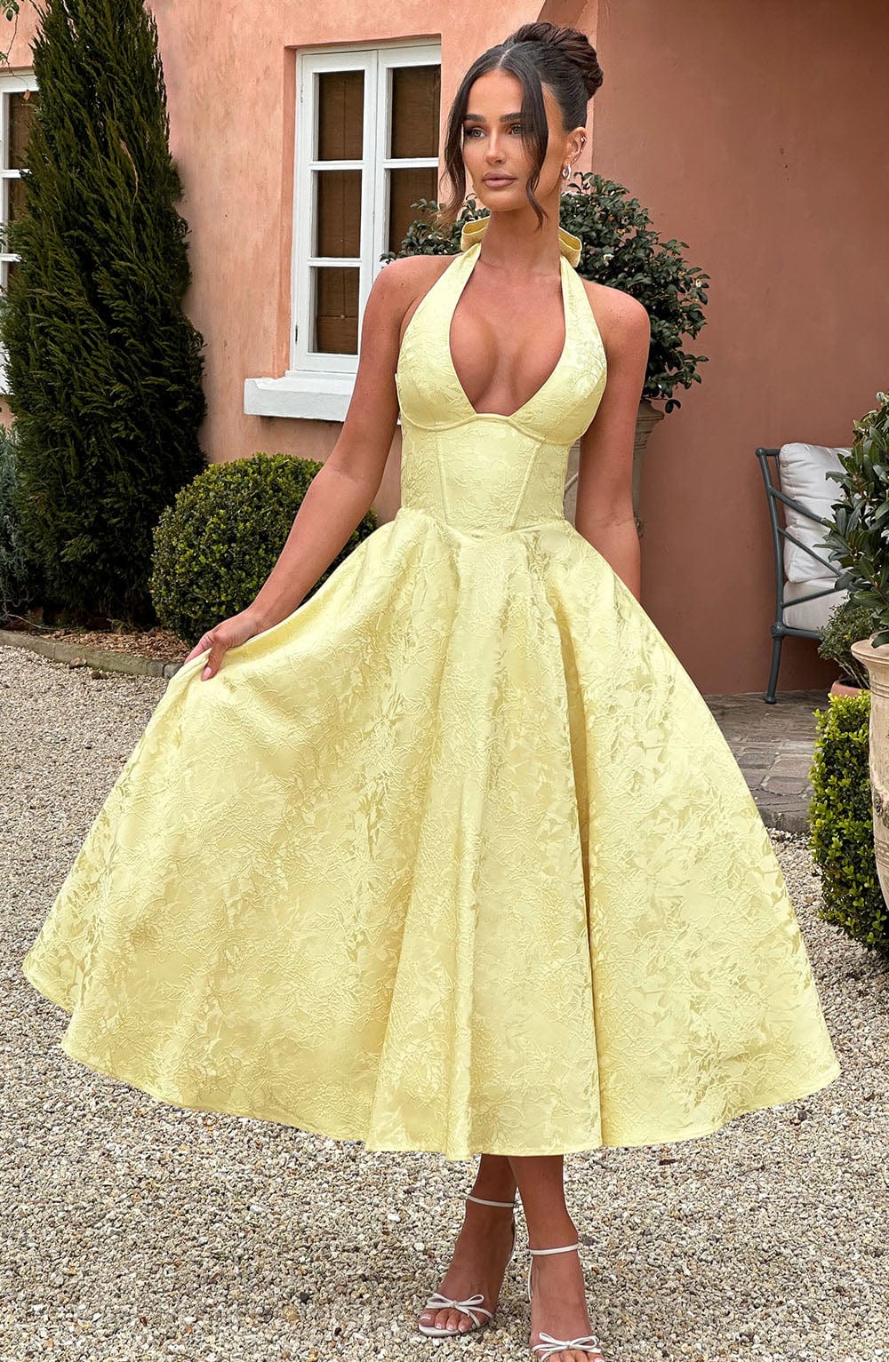 Kimberly | Dames Bruids Gast Jurk Halter Midi Jurk