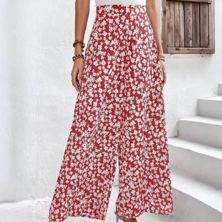 Bella | Vrouwen Casual Palazzo Broeken met Bloemenprint en Brede Benen