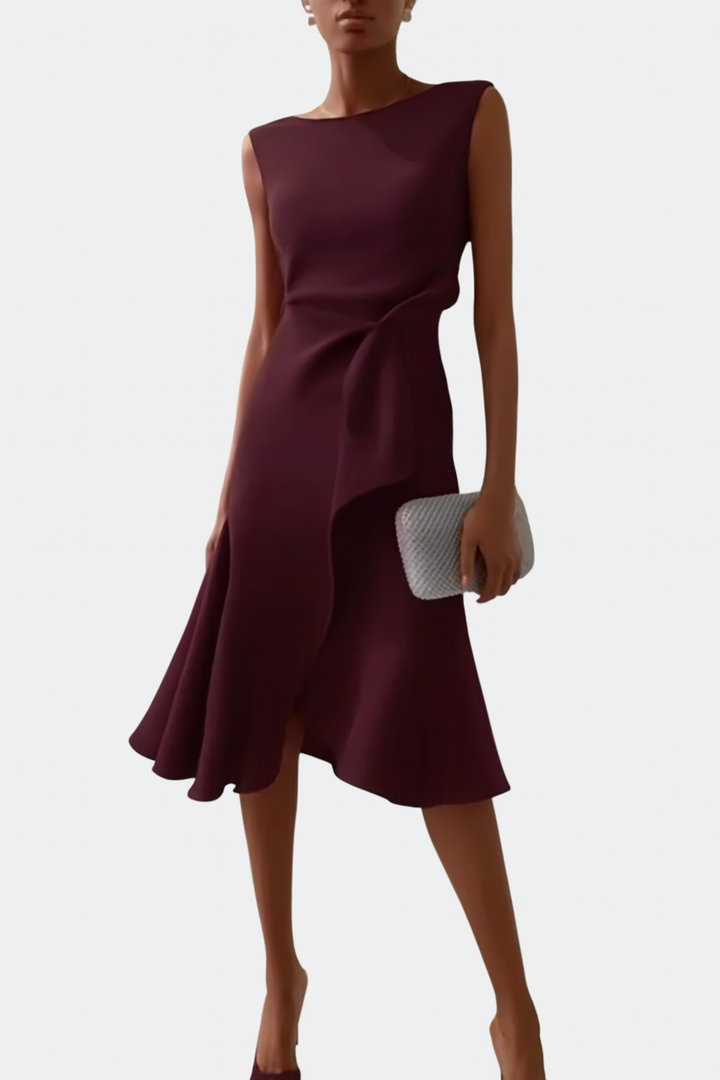 Eleanor | Dames Draped Asymmetrische Midi-jurk