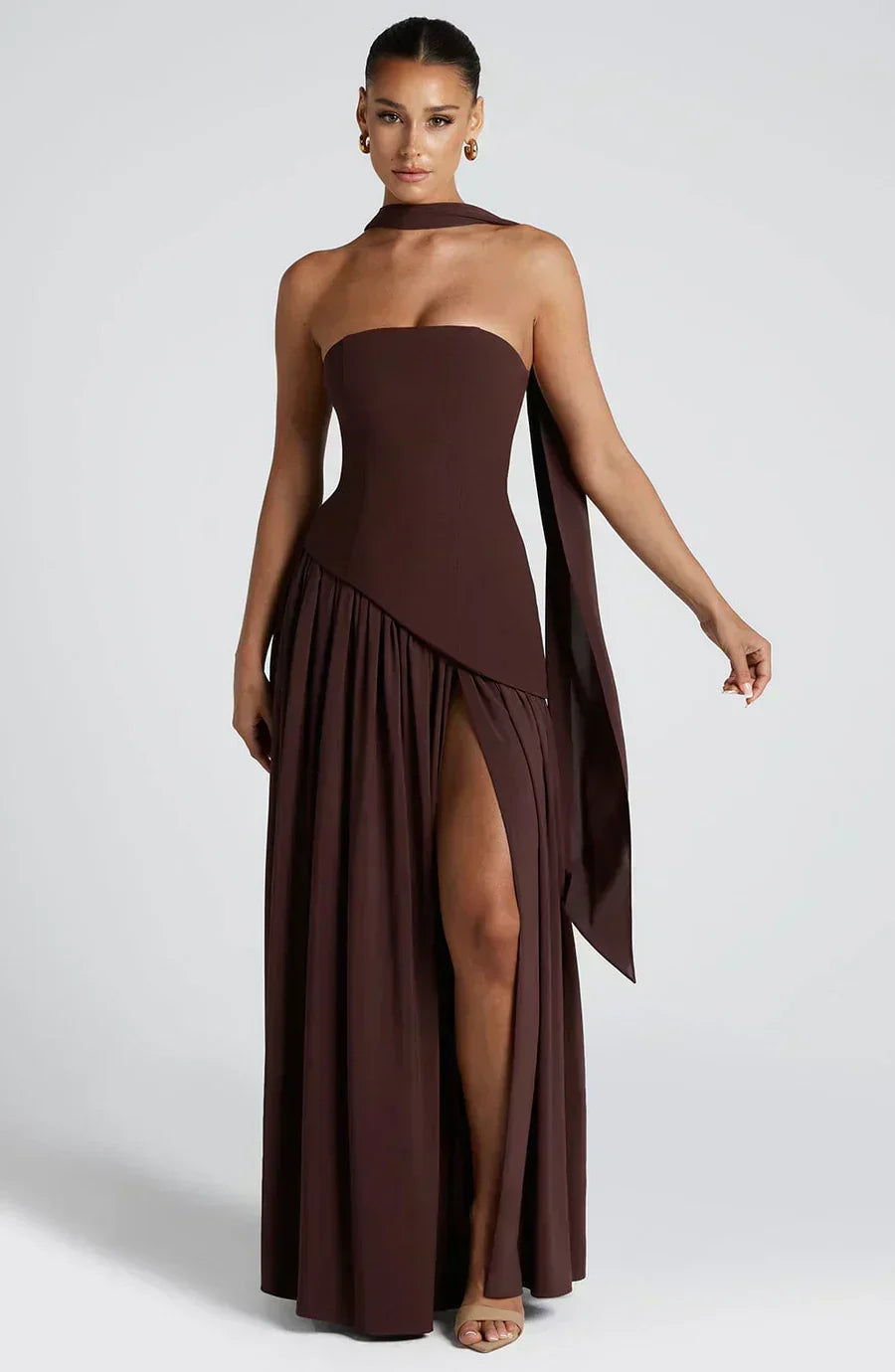 Emily | Vrouwen Bruidsgast Asymmetrische Maxi Jurk