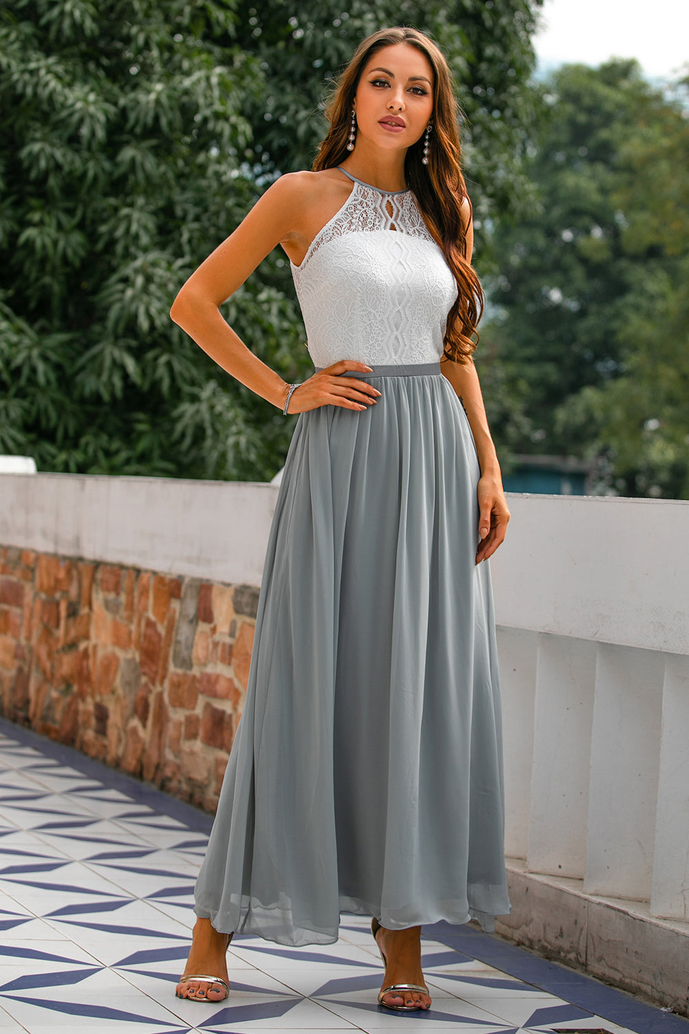 Madison | Dames Bruiloft Gast Halter Maxi Jurk