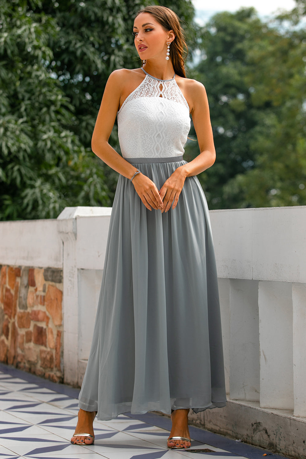 Madison | Dames Bruiloft Gast Halter Maxi Jurk