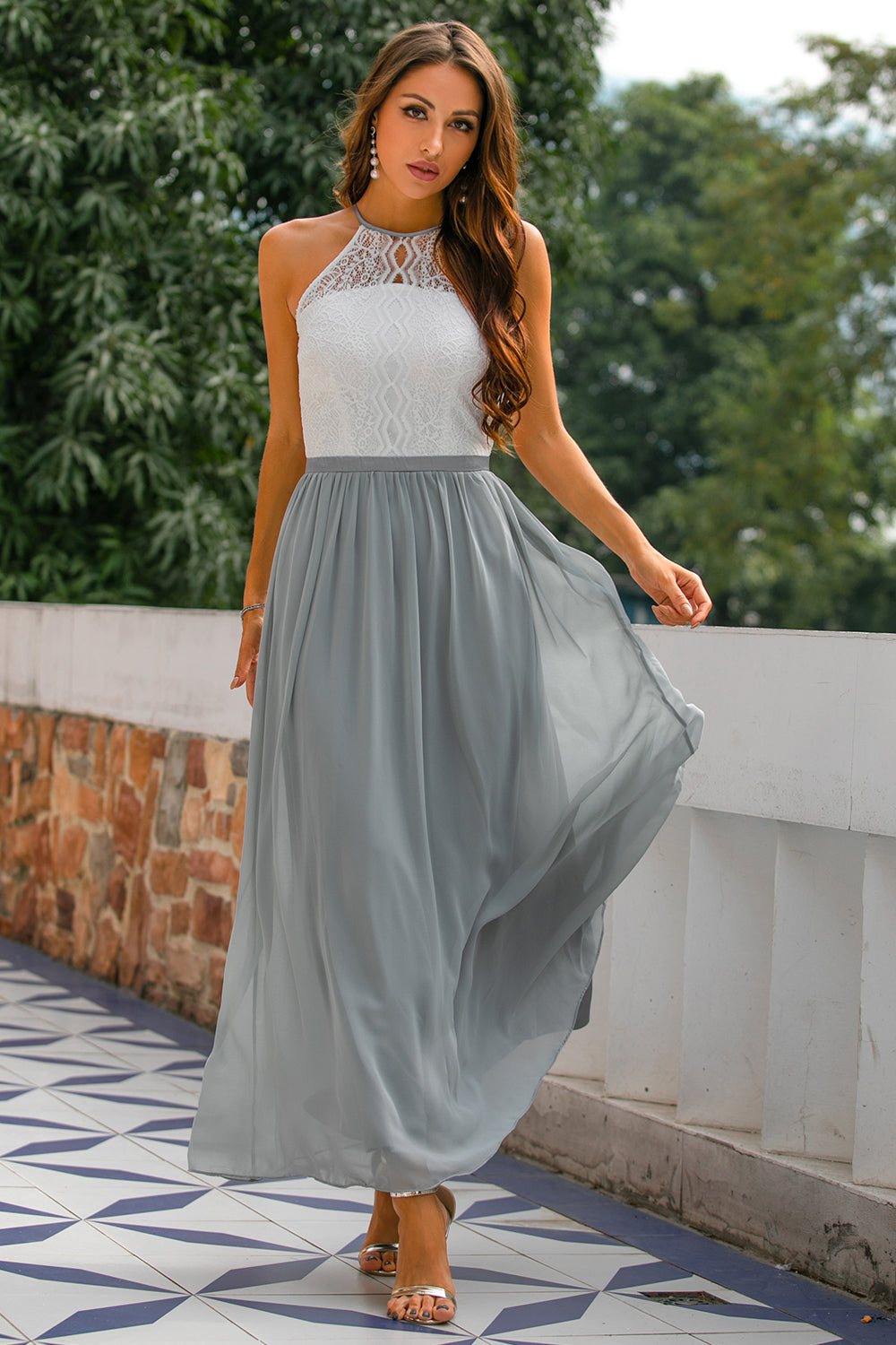 Madison | Dames Bruiloft Gast Halter Maxi Jurk